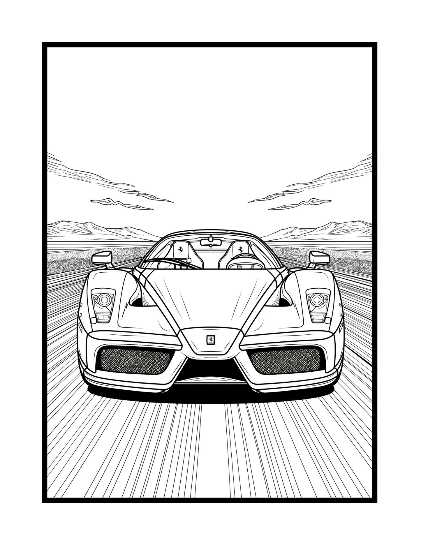 Exotic Sports Cars Coloring Book (PDF - Digital Download [50 Pages])
