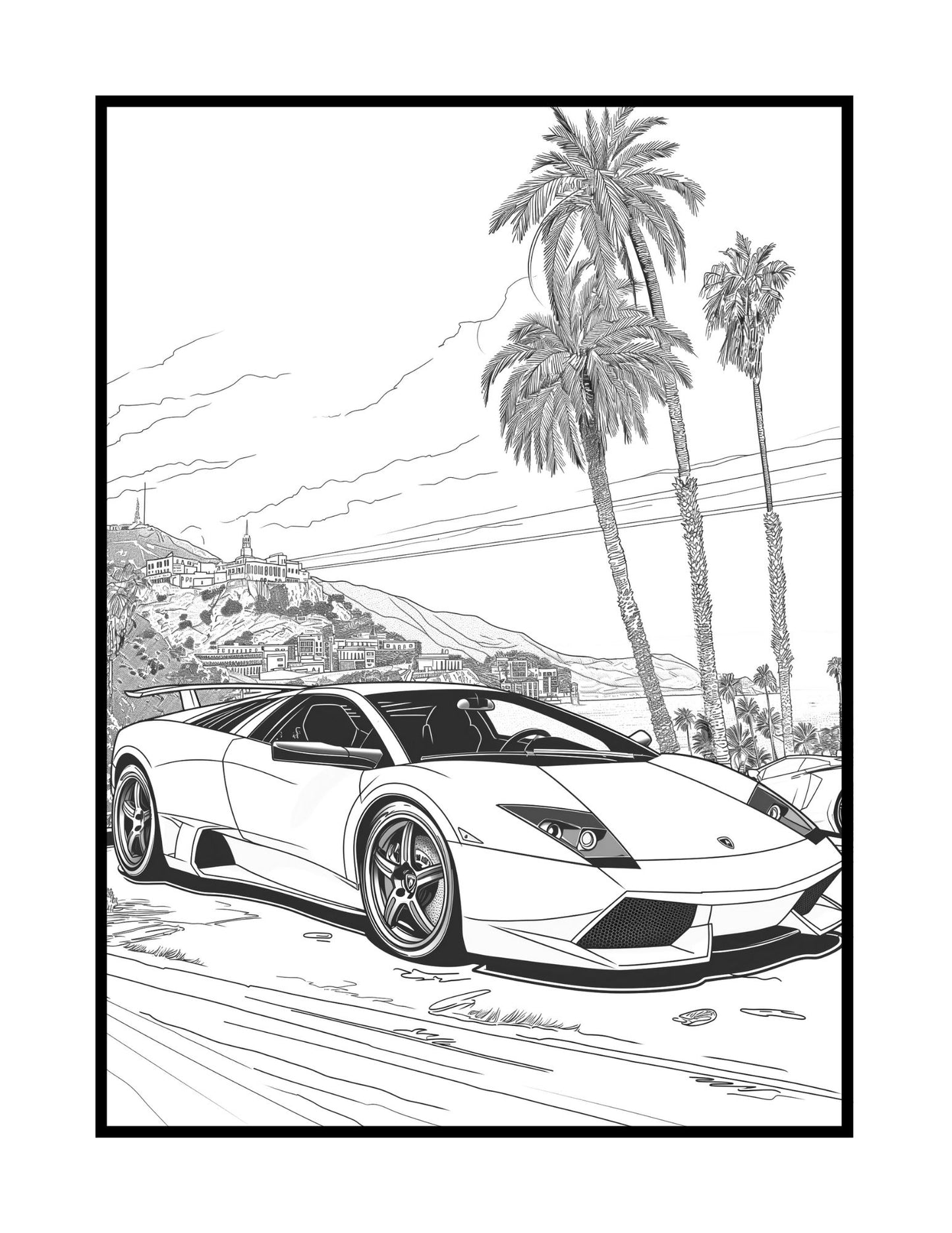 Exotic Sports Cars Coloring Book (PDF - Digital Download [50 Pages])
