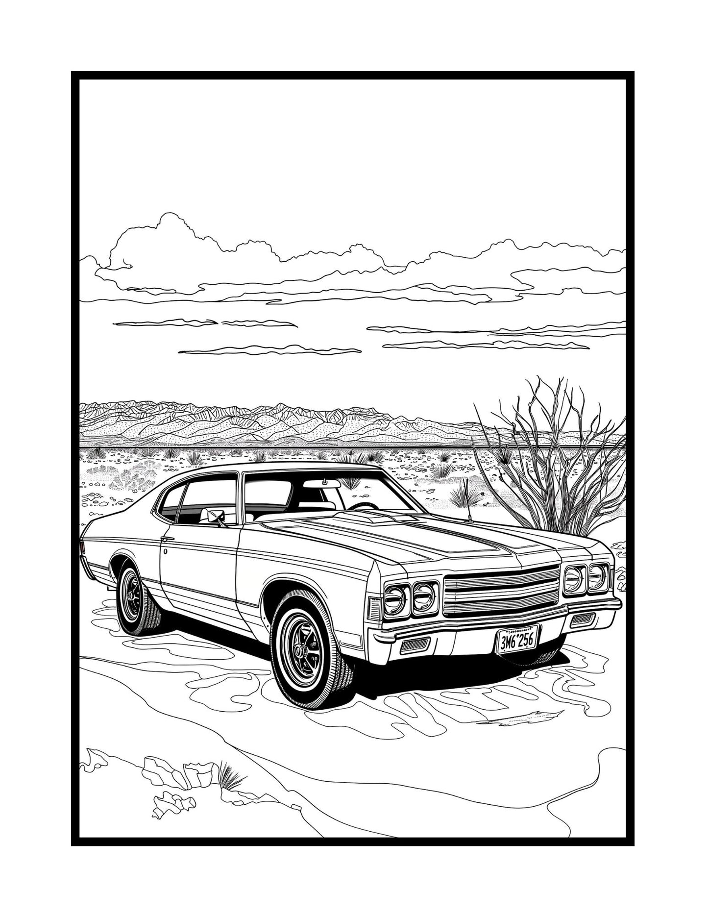 American Muscle Cars Coloring Book (PDF - Digital Download [50 Pages])