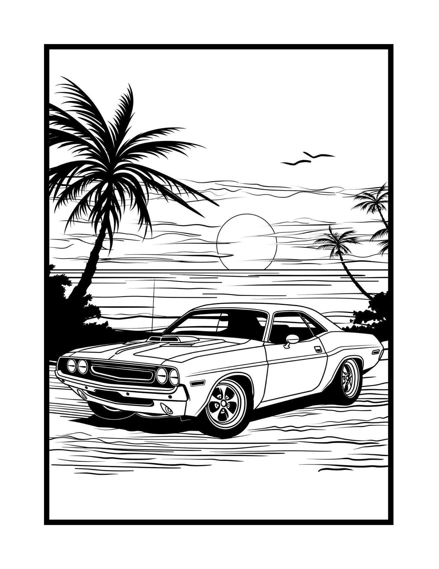 American Muscle Cars Coloring Book (PDF - Digital Download [50 Pages])