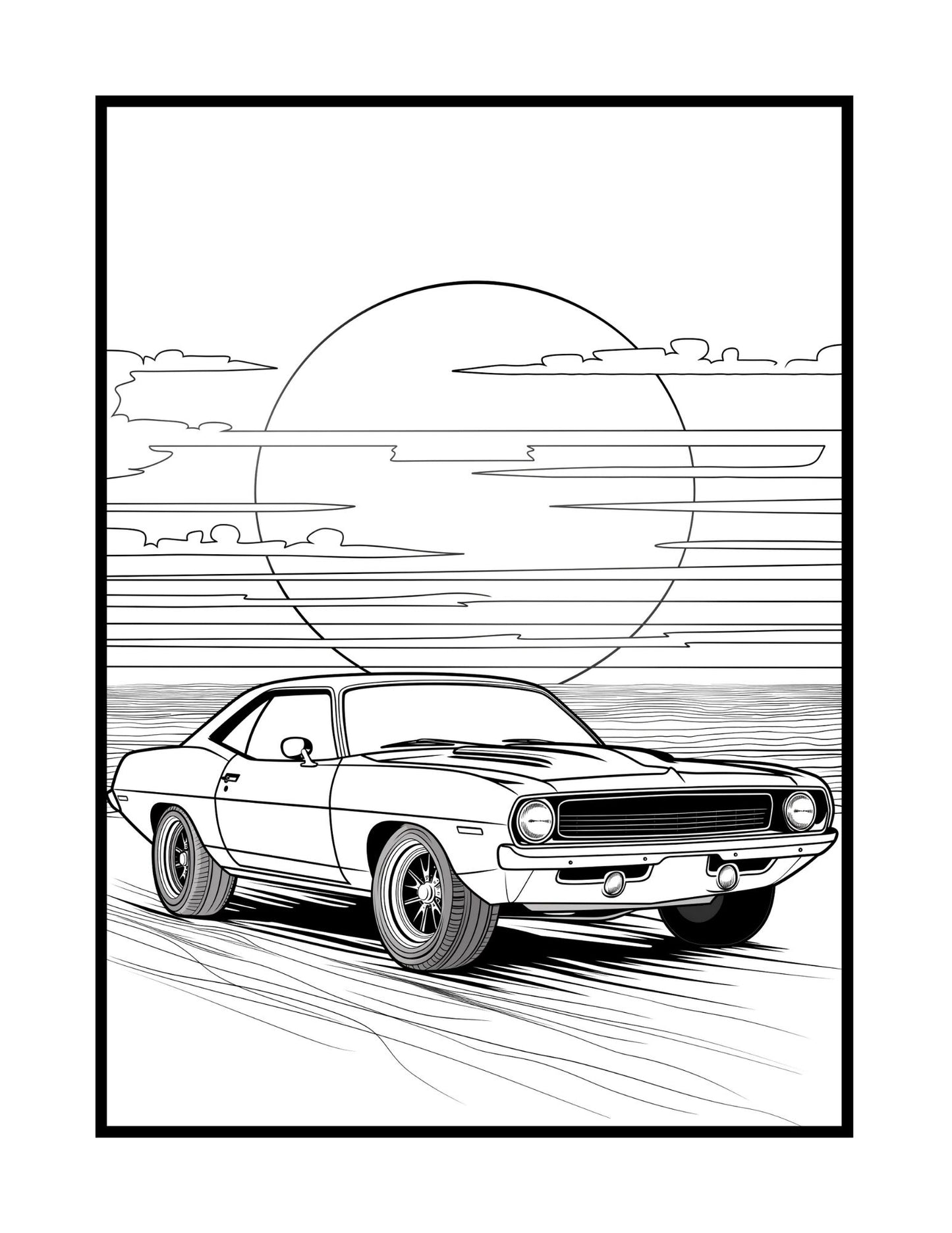 American Muscle Cars Coloring Book (PDF - Digital Download [50 Pages])