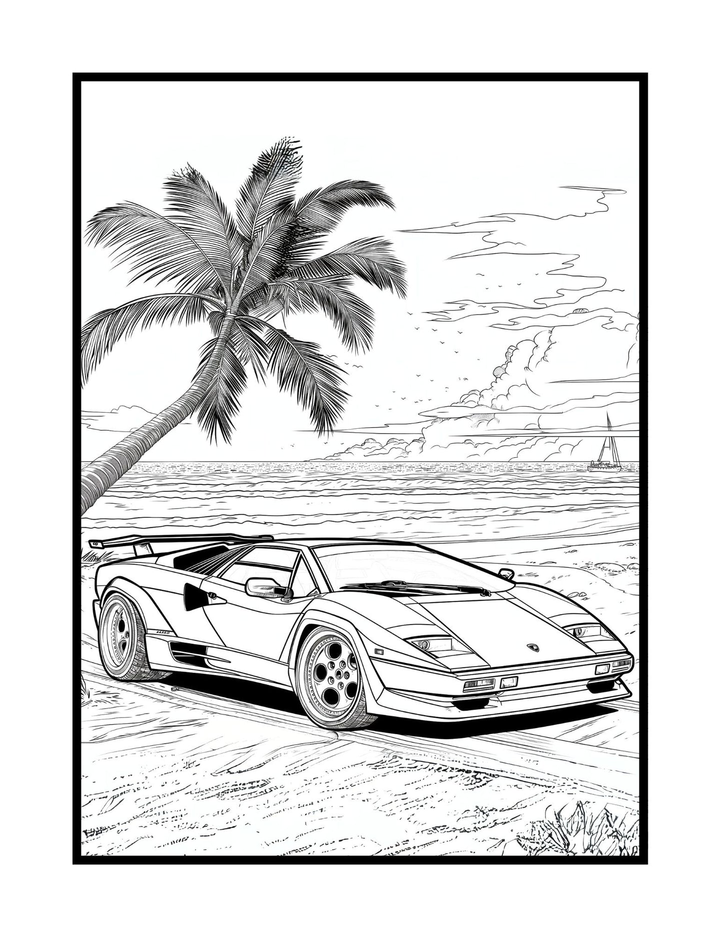 Exotic Sports Cars Coloring Book (PDF - Digital Download [50 Pages])