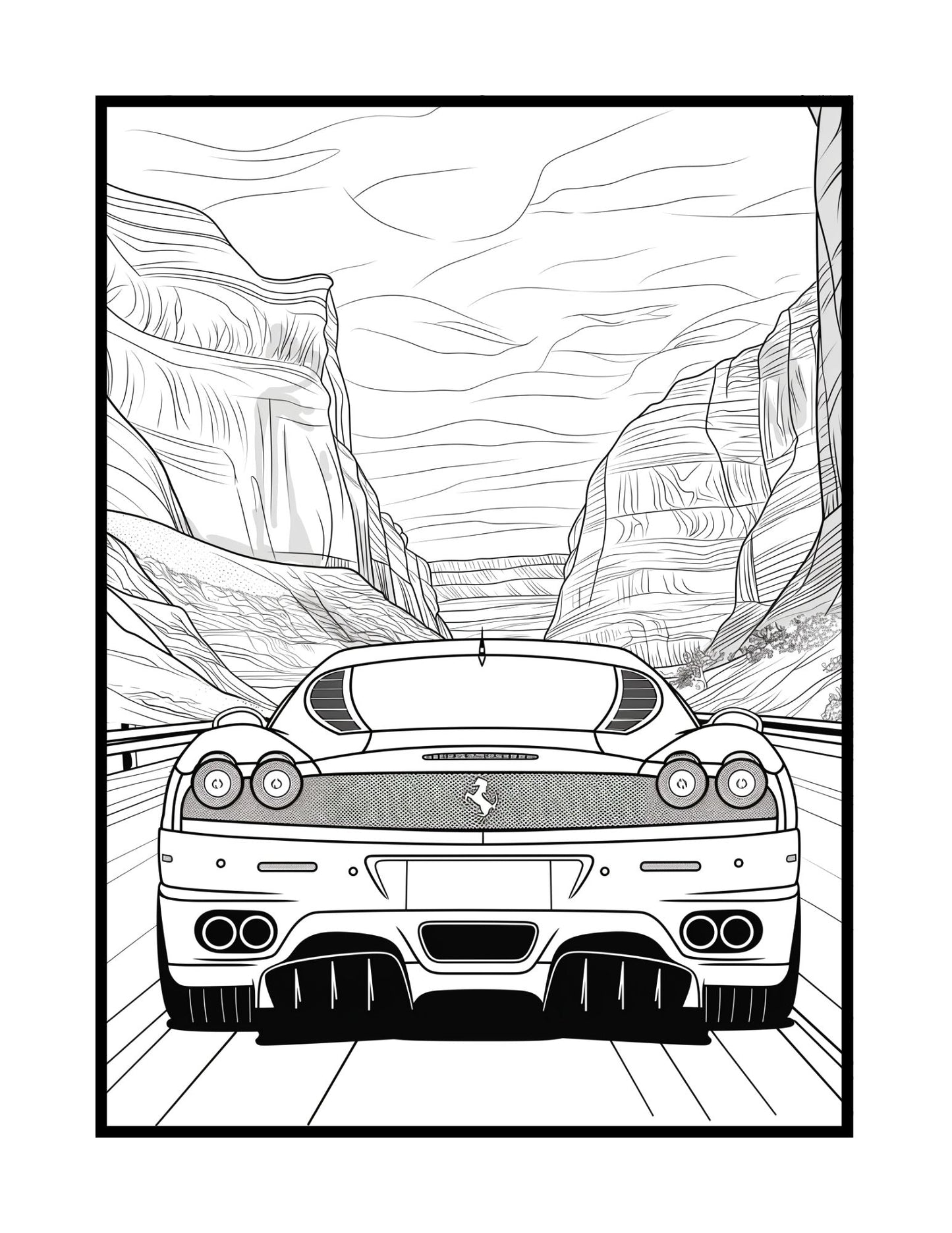 Exotic Sports Cars Coloring Book (PDF - Digital Download [50 Pages])