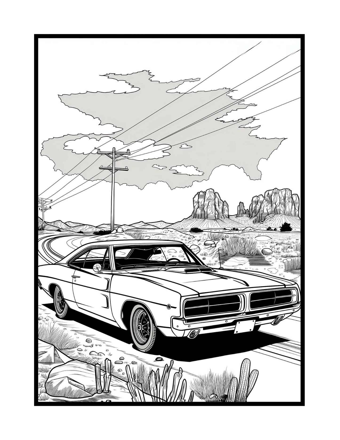 American Muscle Cars Coloring Book (PDF - Digital Download [50 Pages])