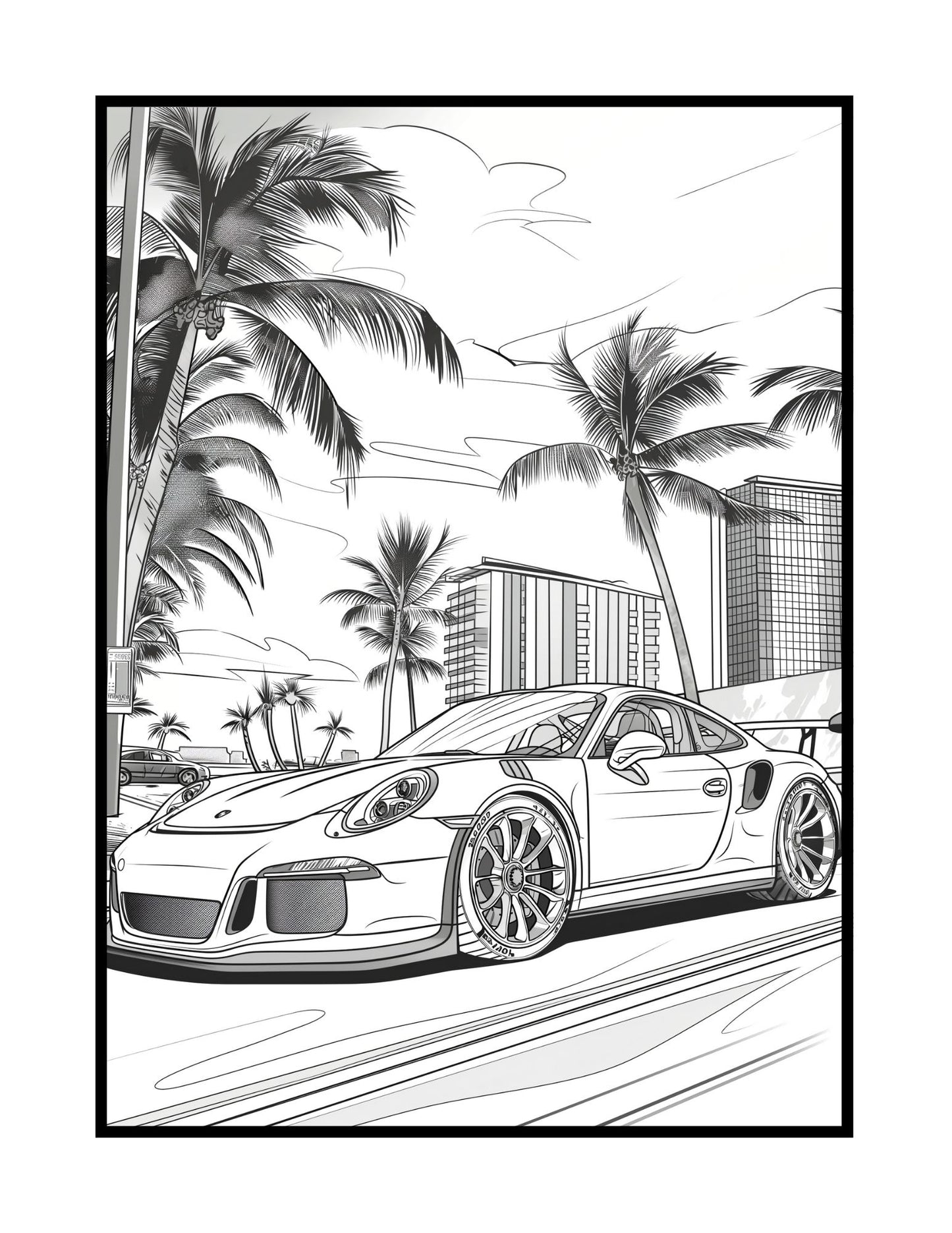 Exotic Sports Cars Coloring Book (PDF - Digital Download [50 Pages])