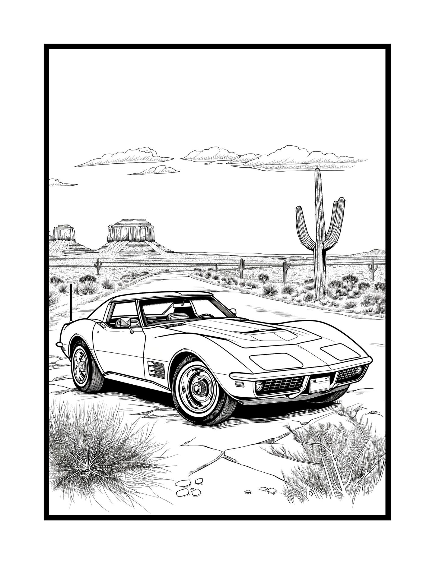 American Muscle Cars Coloring Book (PDF - Digital Download [50 Pages])